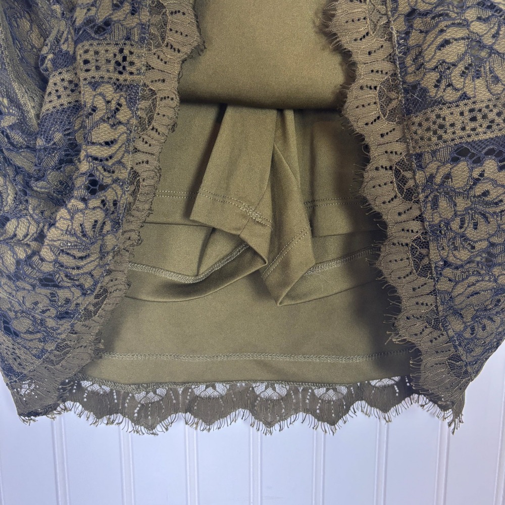 Olive Green Floral Lace Skort Womens XL Cottagecore Fairy Grunge Boho Whimsigoth - Picture 6 of 9